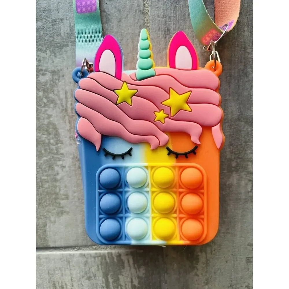 Girls Unicorn Pop It Purse Crossbody Push Bubble Bag For Kids Fidget Toy NEW Bag